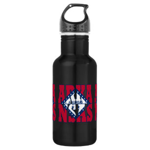 Text der Staatsflagge Arkansas Trinkflasche