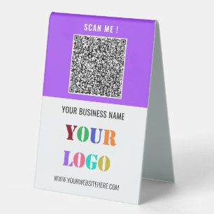 Text des Firmenlogos und QR-Code-Tabelle Zelt-Zeic Tischaufsteller