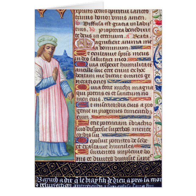 Text des Magnificat mit einem Porträt von (Vorne)