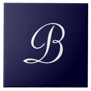 Text des Monogrammskripts für Navy Blue & White B Fliese