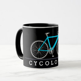 Text des Radfahrers mit dem Wasserfahrrad Tasse