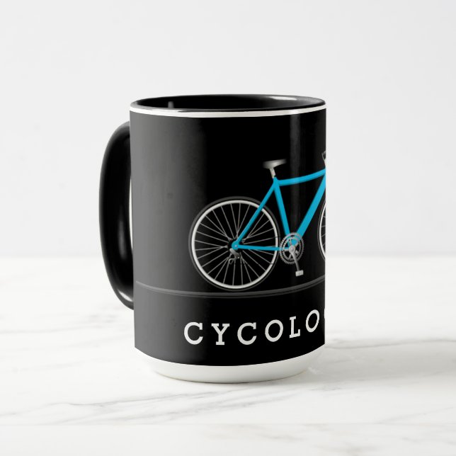 Text des Radfahrers mit dem Wasserfahrrad Tasse (Vorderseite Links)