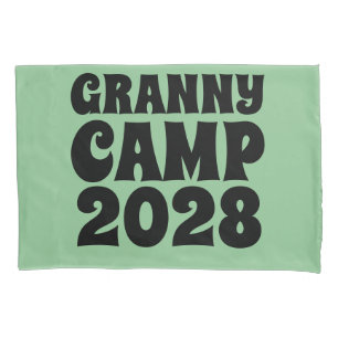 Text des Retro-Granny-Camps Kissenbezug