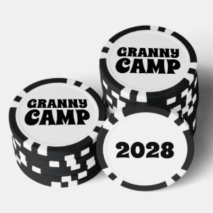 Text des Retro-Granny-Camps Pokerchips