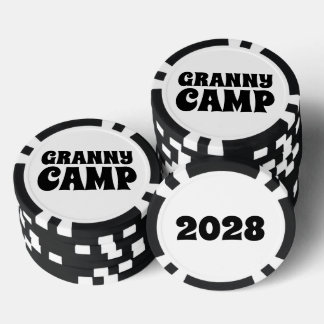 Text des Retro-Granny-Camps Pokerchips