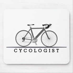 Text des Zykologen mit grauem Fahrrad Mousepad