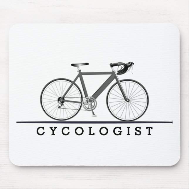 Text des Zykologen mit grauem Fahrrad Mousepad (Vorne)