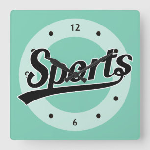 Text Design: SPORTS black + your own text & ideas Quadratische Wanduhr
