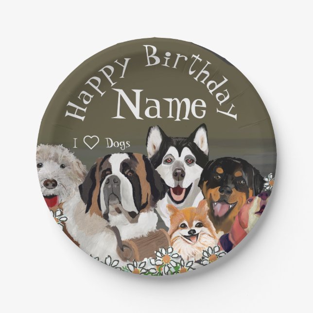 Text Dog Pack Club anpassen Pappteller (Vorderseite)