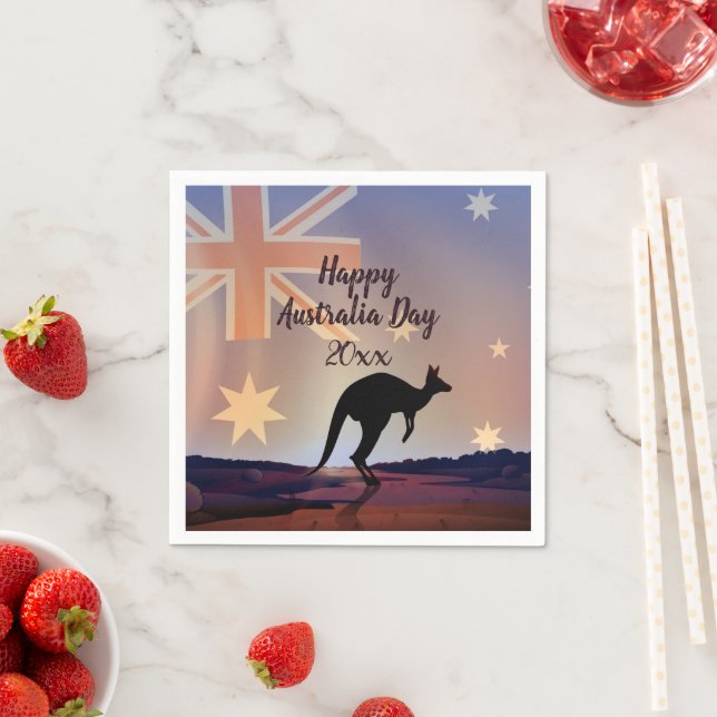 Text-Flag Kangaroo Australia Day Cocktail bearbeit Serviette (Beispiel)