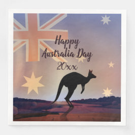 Text-Flag Kangaroo Australien Abendessen Serviette