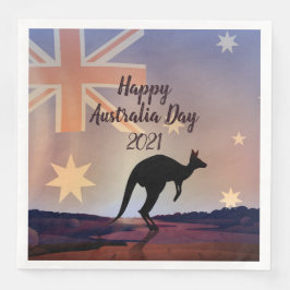 Text-Flag Kangaroo Australien Abendessen Serviette