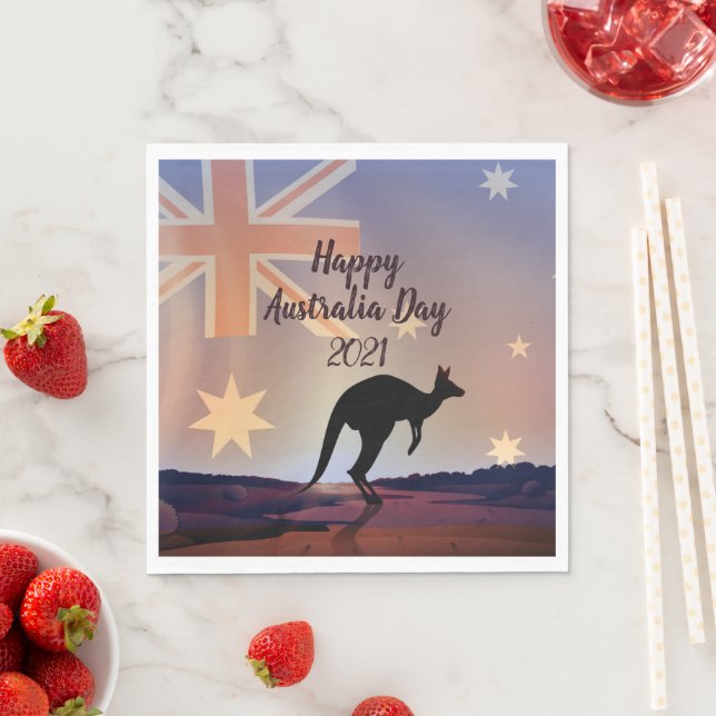 Text-Flag Kangaroo Australien Abendessen Serviette (Beispiel)