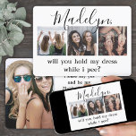Text Funny Trauzeugin / Bridesmaid Vorschlag Einladung<br><div class="desc">Eine nachdenkliche Möglichkeit, Ihre Freundin fragen, ihren besonderen Tag zu teilen, besteht darin, ihr ein stilvolles, individuelles Foto-Collage Geschenk zu geben, das sie als Sake rette. Diese schicke, moderne Einladungskarte ist eine elegante Art zu sagen: "Werden Sie meine Trauzeugin / Brautjungfrau sein?" Alle Bilder und Formulierungen sind einfach zu personalisieren,...</div>