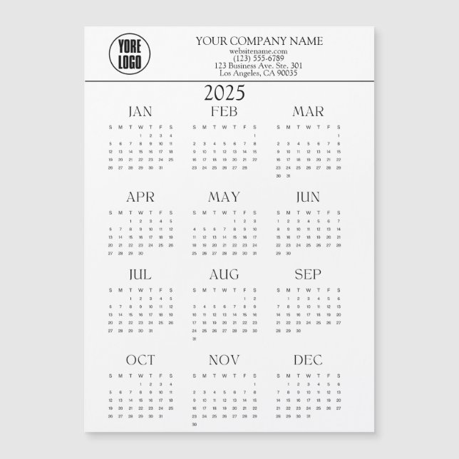Text für das 2025-Kalender-Firmenlogo | Jeder Hint Magnetkarte (Vorderseite)