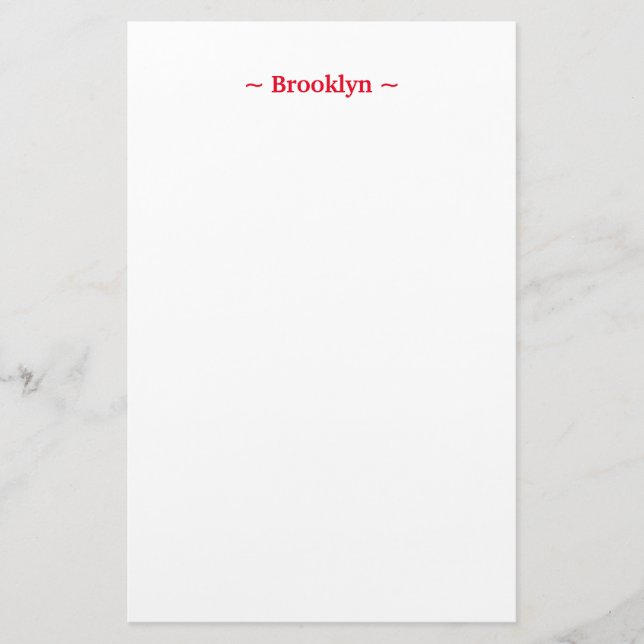 Text für den Markennamen rot Briefpapier (Vorderseite)