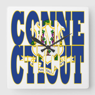 Text für die Flagge des Connecticut-Staates Quadratische Wanduhr