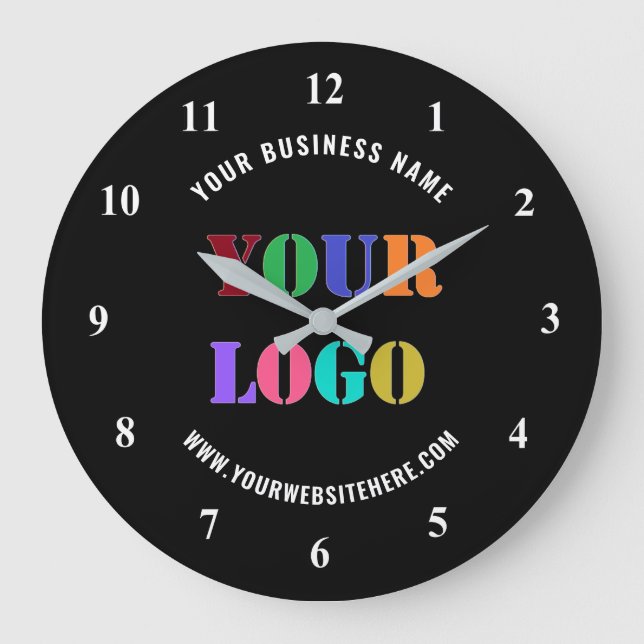 Text für Ihr Firmenlogo Die Business-Uhr wählen Fa Große Wanduhr (Vorderseite)