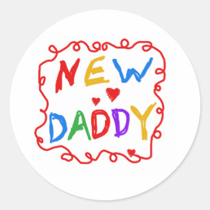 Text für Primärfarben - New Daddy Runder Aufkleber