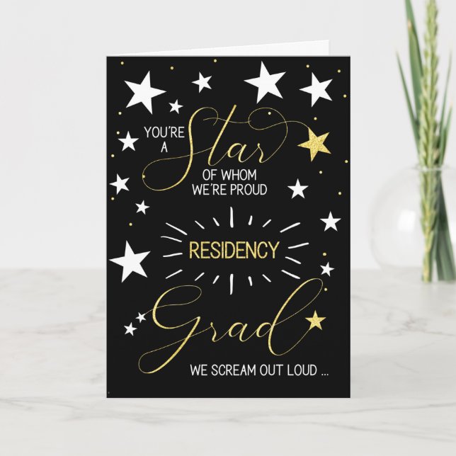 Text für Schwarzes Gold und Weiße Sterne mit Sitz  Karte (Vorderseite)