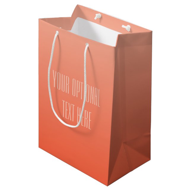 Text-Geschenktaschen der Pfirsich-Steigung Mittlere Geschenktüte (Vorderseite Schrägansicht)