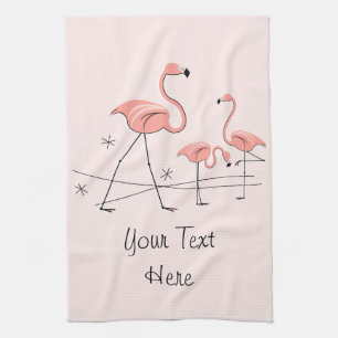 Text-Geschirrtuch des Flamingo-rosa Trio-2 Küchentuch