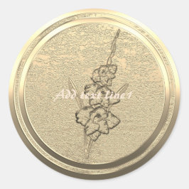 Text Gold Gladiolus hinzufügen Runder Aufkleber
