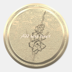 Text Gold Gladiolus hinzufügen  Runder Aufkleber