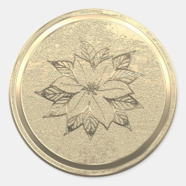 Text Gold Poinsettia Dezember hinzufügen Runder Aufkleber