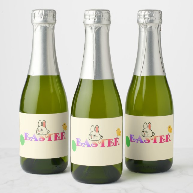 Text, Hase und Chic Osterthema (Flaschen)