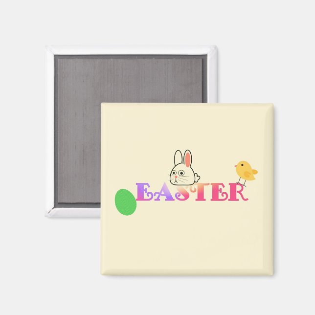 Text, Hase und Chic Osterthema Magnet (Vorderseite/Rückseite)