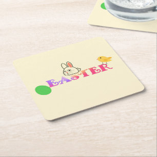 Text, Hase und Chic Osterthema Rechteckiger Pappuntersetzer
