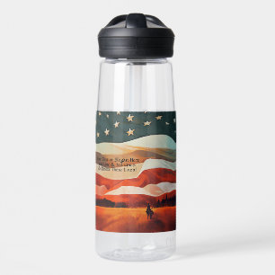 Text hinzufügen - Cowboy-Reiten in Flag Sunset Trinkflasche