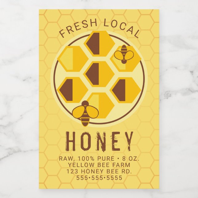 Text hinzufügen | Honeycomb Jar Label Lebensmitteletikett (Einzelnes Label)