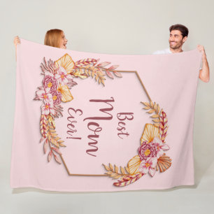 Text hinzufügen Name Boho Blume Frame Beste Mama ä Fleecedecke