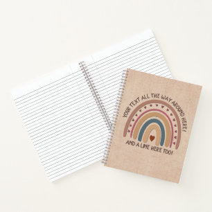 Text hinzufügen Name Boho Rainbow Heft Soft Brown  Notizbuch