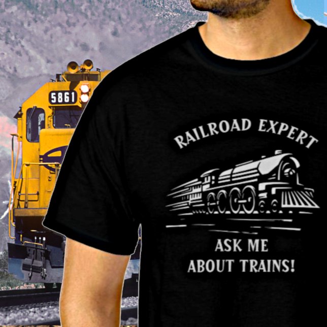 Text hinzufügen Name Eisenbahn-Experte Frag über Z T-Shirt (Von Creator hochgeladen)