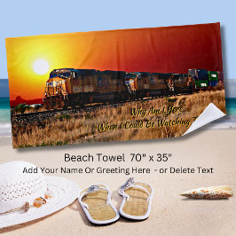 Text hinzufügen Name Sunset Diesel Lokomotive Trai Strandtuch