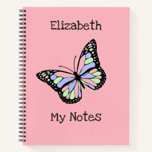Text hinzufügen Schöner Schmetterling auf Pink Notizbuch