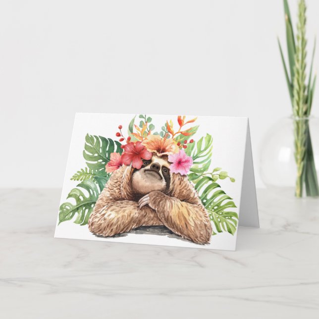 Text hinzufügen | Tropische Blume Karte (Vorderseite)