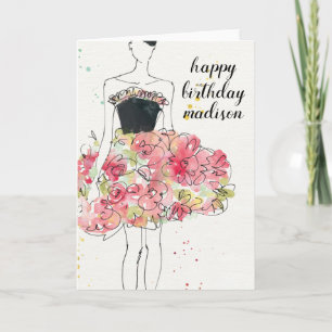 Text hinzufügen   Wild Apple   Glamour Floral Dres Karte