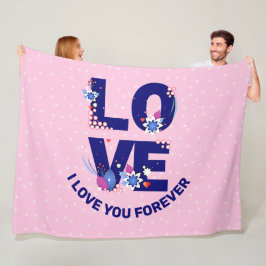 Text I LIEBE IHNEN für immer Weiße Sterne rosa änd Fleecedecke