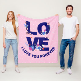 Text I LIEBE IHNEN für immer Weiße Sterne rosa änd Fleecedecke