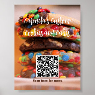 Text Ihres Firmennamens mit Menü QR-Code-Cookie Poster