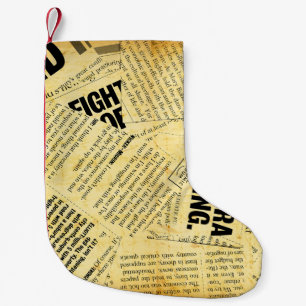 Text in Zeitungen mit altem Papier Kleiner Weihnachtsstrumpf