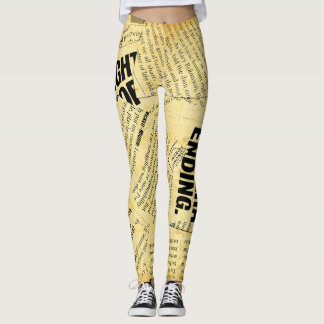 Text in Zeitungen mit altem Papier Leggings