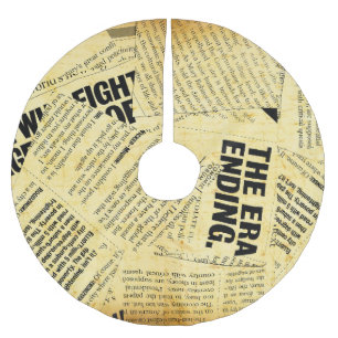 Text in Zeitungen mit altem Papier Polyester Weihnachtsbaumdecke