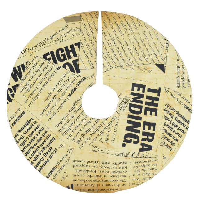 Text in Zeitungen mit altem Papier Polyester Weihnachtsbaumdecke (Vorderseite)