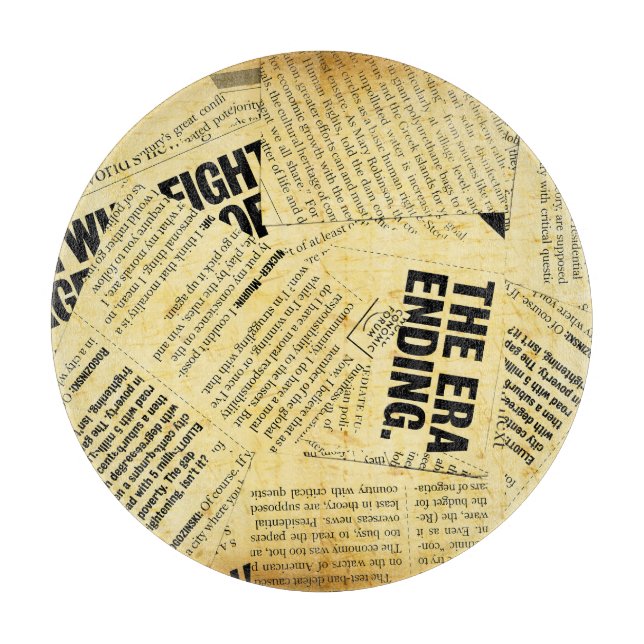 Text in Zeitungen mit altem Papier Schneidebrett (Vorderseite)