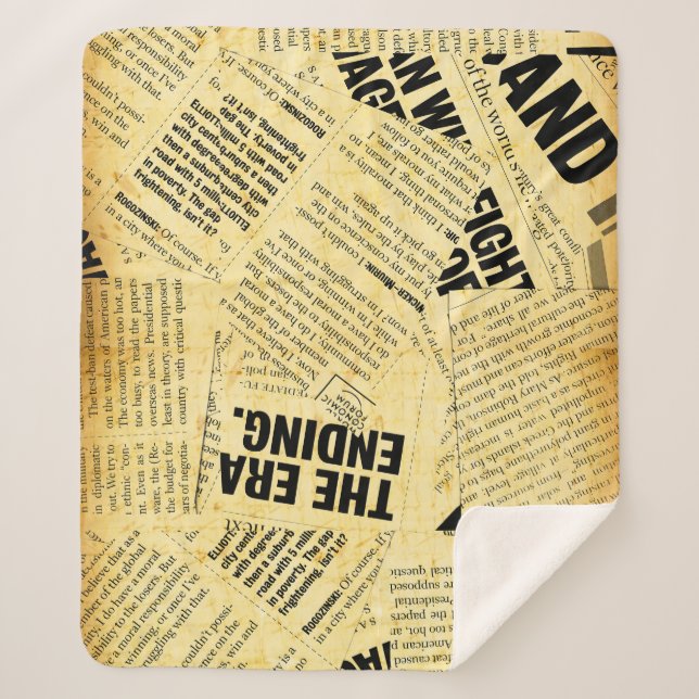 Text in Zeitungen mit altem Papier Sherpadecke (Vorderseite)